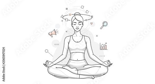 Woman meditating in lotus position calmly.