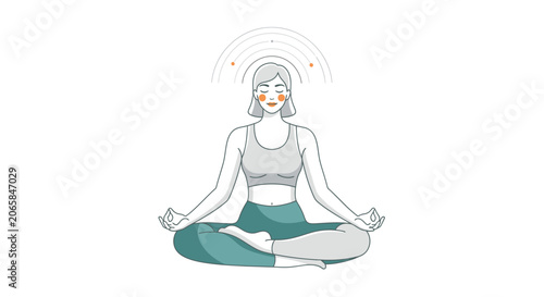 Woman meditating in lotus position calmly.