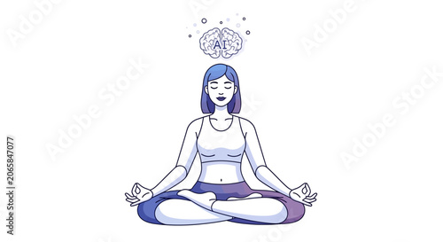 Woman meditating in lotus position calmly.