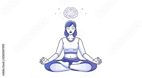 Woman Meditating in Lotus Position Calm.
