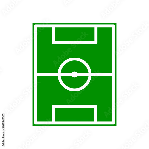 White soccer field board line icon with green background