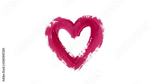A hand painted red heart shape isolated on a white background, symbol of love, romance, passion, and affection for greeting cards and gifts