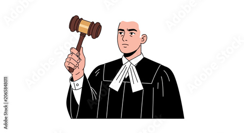 Photos Judge holding a gavel in a courtroom.