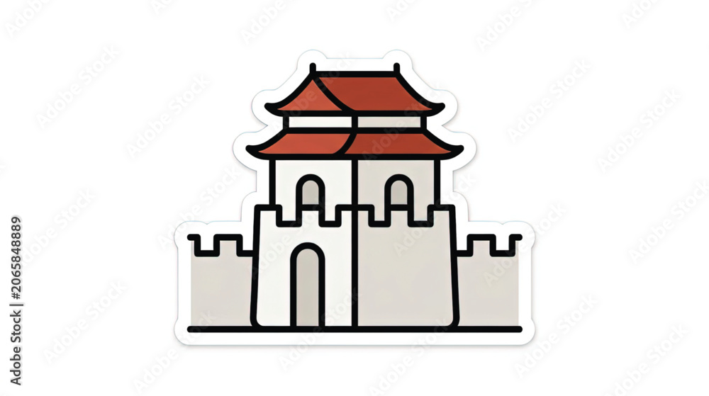Obraz premium Chinese pagoda gate structure icon.