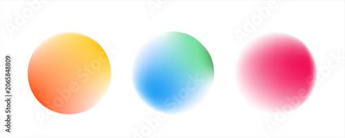 Set color circle gradient noise gradation. Abstract colorful watercolor blur mesh on isolated transparent background. Circle shape png.