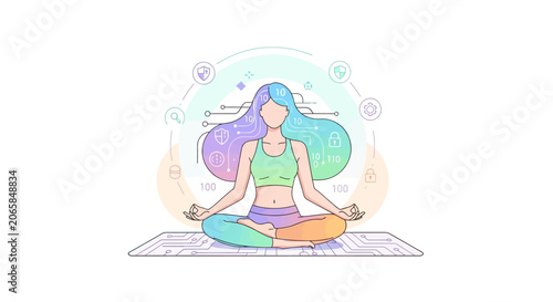 Woman in yoga meditation pose sitting.