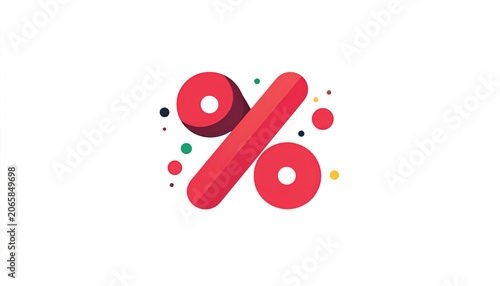 Red percent sign symbol discount icon.
