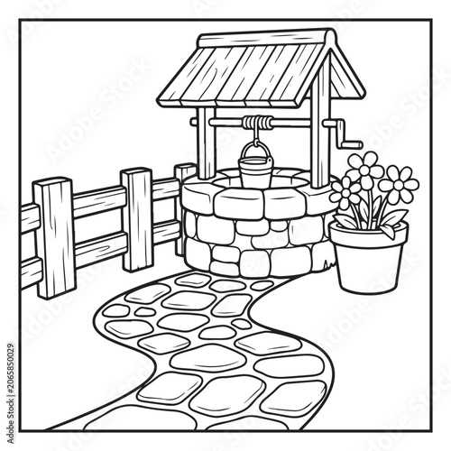 Summer Vacation Coloring Page with Beach, Camping, Picnic, Garden, Travel and Outdoor Leisure Activities – Black and White Line Art for Kids and Adults