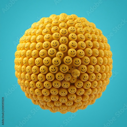 Large Sphere Formed by Small Yellow Smiley Faces