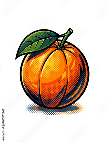 Colorful abstract digital art illustration of a fruit.