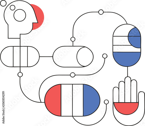 Abstract illustration of mental health and psychological balance concept design.