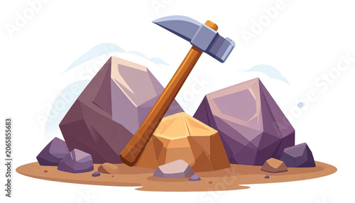 Pickaxe Tool Mining Equipment Closeup.