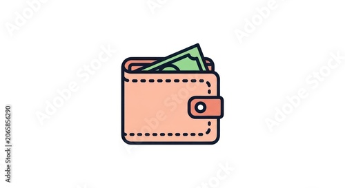 Cartoon wallet with cash inside.