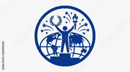 Fotografie Blue and white nautical themed compass icon design.