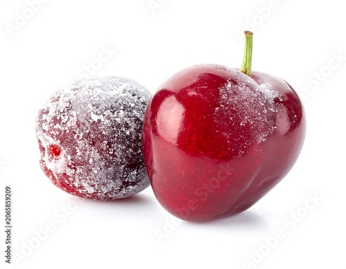 Fresh red strawberry with sugar crystals on top.