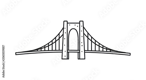 Bridge illustration with cables and towers.