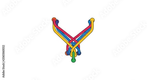 Colorful intertwined lines abstract design.