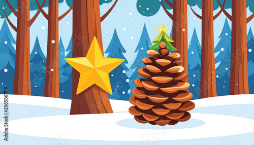 Pinecone with Christmas tree topper decoration.