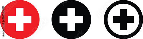 Cuadro en lienzo Collection of three different medical cross symbols on white background