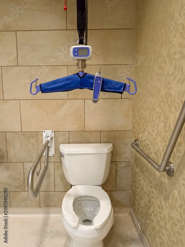 Ceiling Lift Equipment for Assisted Care in Hospital Bathroom for Seniors