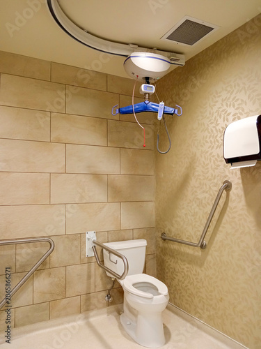 Ceiling Lift Equipment for Assisted Care in Hospital Bathroom for Seniors
