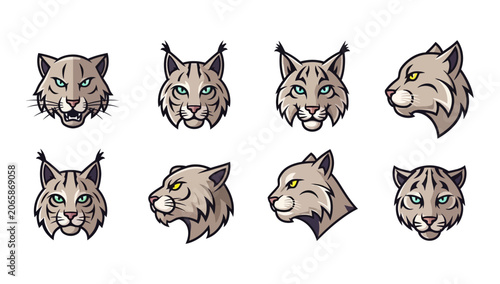 Canvas Print Lynx and Bobcat Mascot Icon Set