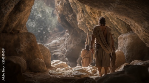 David quietly spares King Saul’s life in the darkness of the cave, choosing mercy and trust in God’s timing rather than taking vengeance into his own hands.

