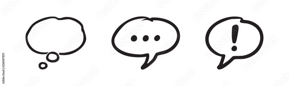 Fototapeta premium Hand Drawn Speech Bubble Icons and Chat Symbols Vector Set