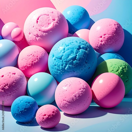 Colorful marbles with pastel gradient shades.