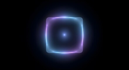 Glowing square with rounded corners on black background for abstract design