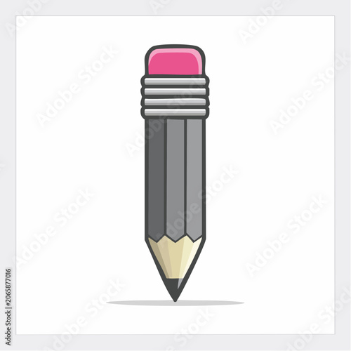 Simple illustration of a graphite pencil with a pink eraser