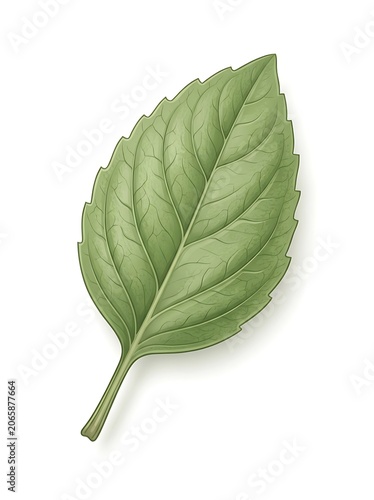 Fresh green leaf on white background isolated.