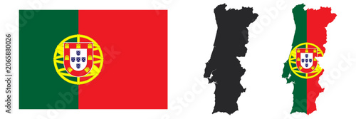 Portugal flag and map vector illustration
