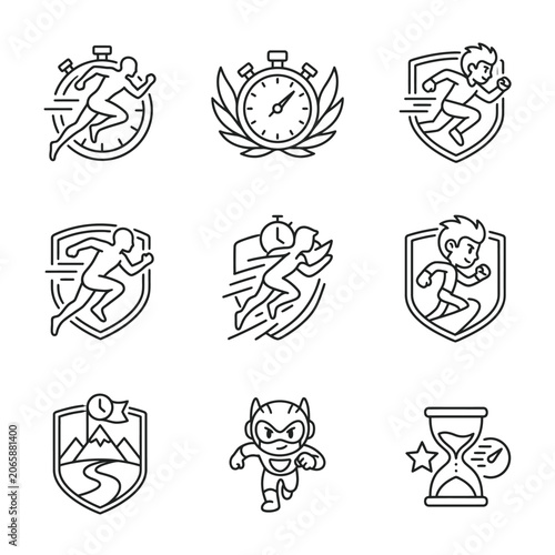 Runner in various iconic illustrations.