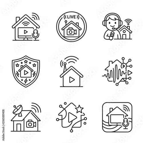 Smart Home Security System Icons.
