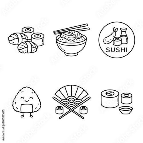 Sushi rolls and Japanese food.