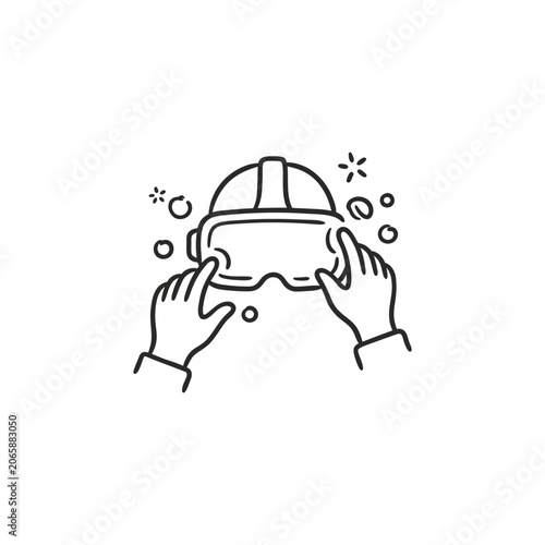 Person wearing virtual reality headset.