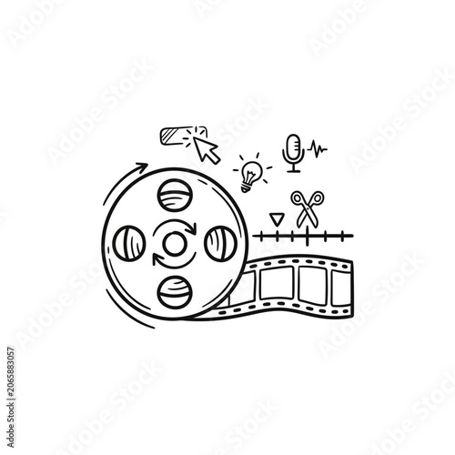 Film Strip Editing Icons Video Production.
