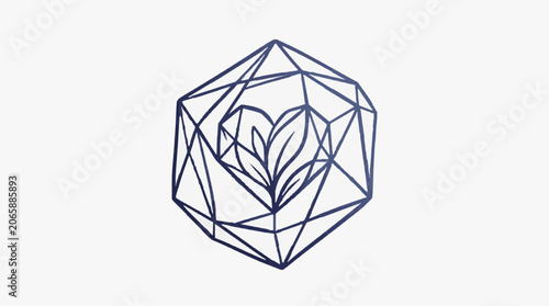 Vászonkép Geometric crystal diamond shape with intricate facets.