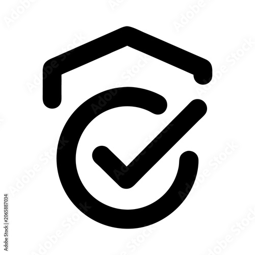 Building property protection approval check mark icon.