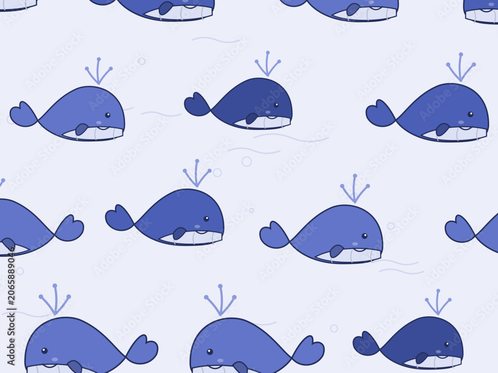 Naklejka premium Adorable Whale Scatter Nautical Nursery Pattern Art