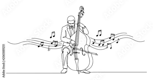 Photography double bass player icon – jazz musician performance