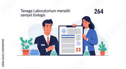 Laboratory Staff Analyzing Biological Samples with Clipboard and Equipment