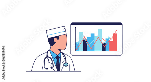 Doctor Analyzing Medical Data Chart on Screen