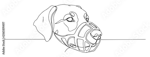 Tableau sur toile dog with muzzle monoline vector