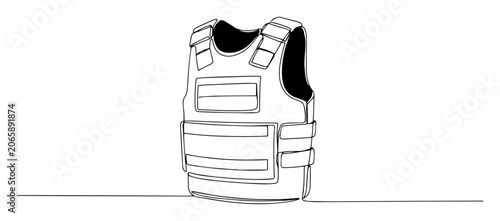 Canvastavla bulletproof vest engraving thin line vector lineart black shape
