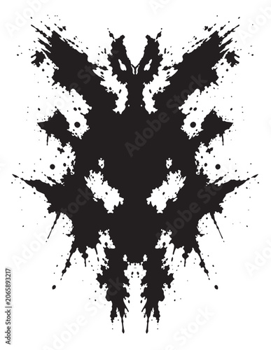 Tableau sur toile Abstract Rorschach inkblot test, symmetrical black ink blot, psychological asses