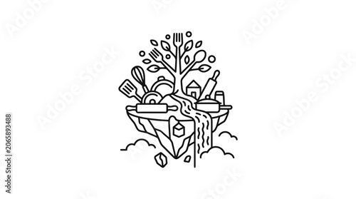 Photography Black and white illustration of trash.