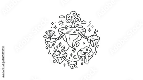 Obraz na plátně Earth with melting ice caps climate.