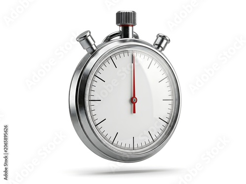 Classic silver stopwatch with a red second hand